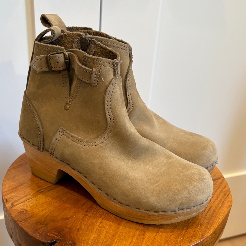 No. 6 Store 5" Leather Clog Buckle Boot on Mid Heel